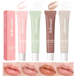 4PCS Summer Lip Butter Balm,Conditioning Lip Mask and Lip Balm for Instant Moisture,Nourishing Lip Care with Natural Ingredients,Soothes Softens Dry Lips