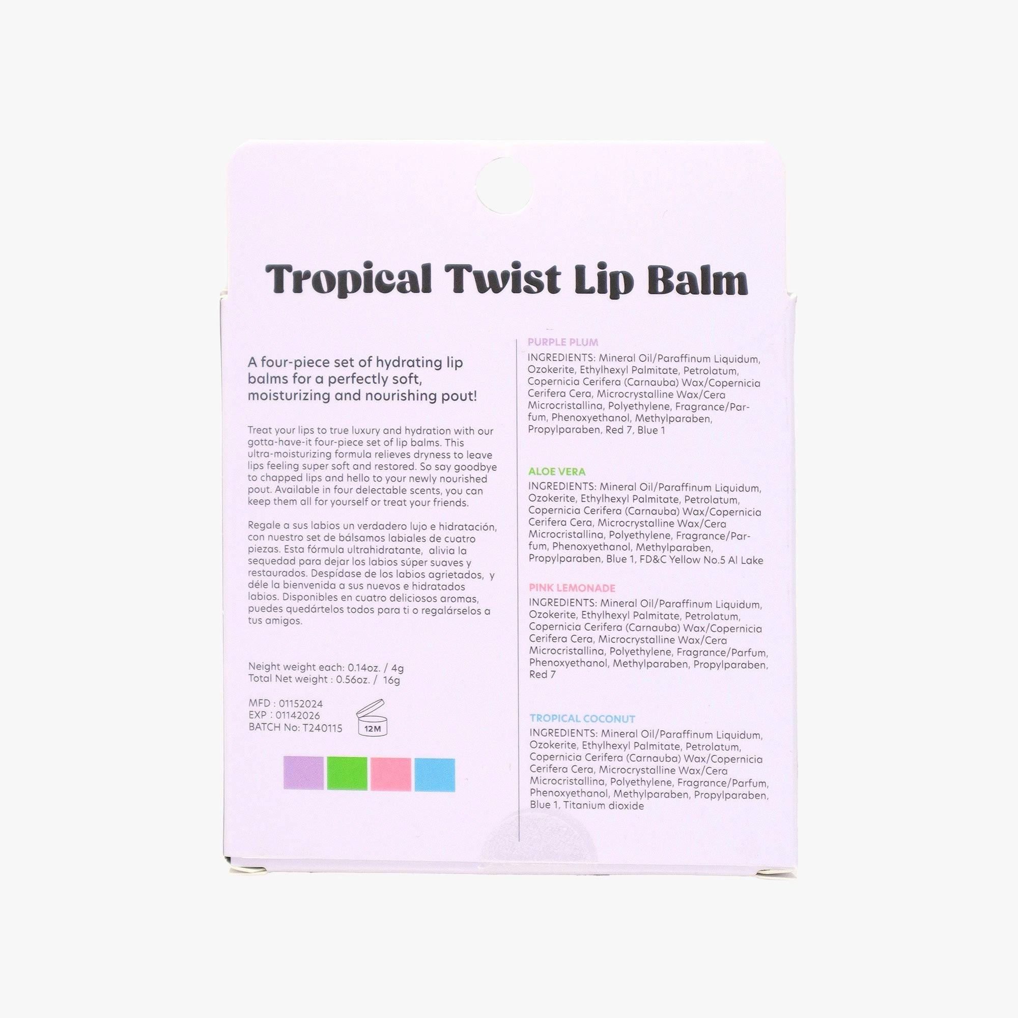 4PK TROPICAL TWIST LIP BALM