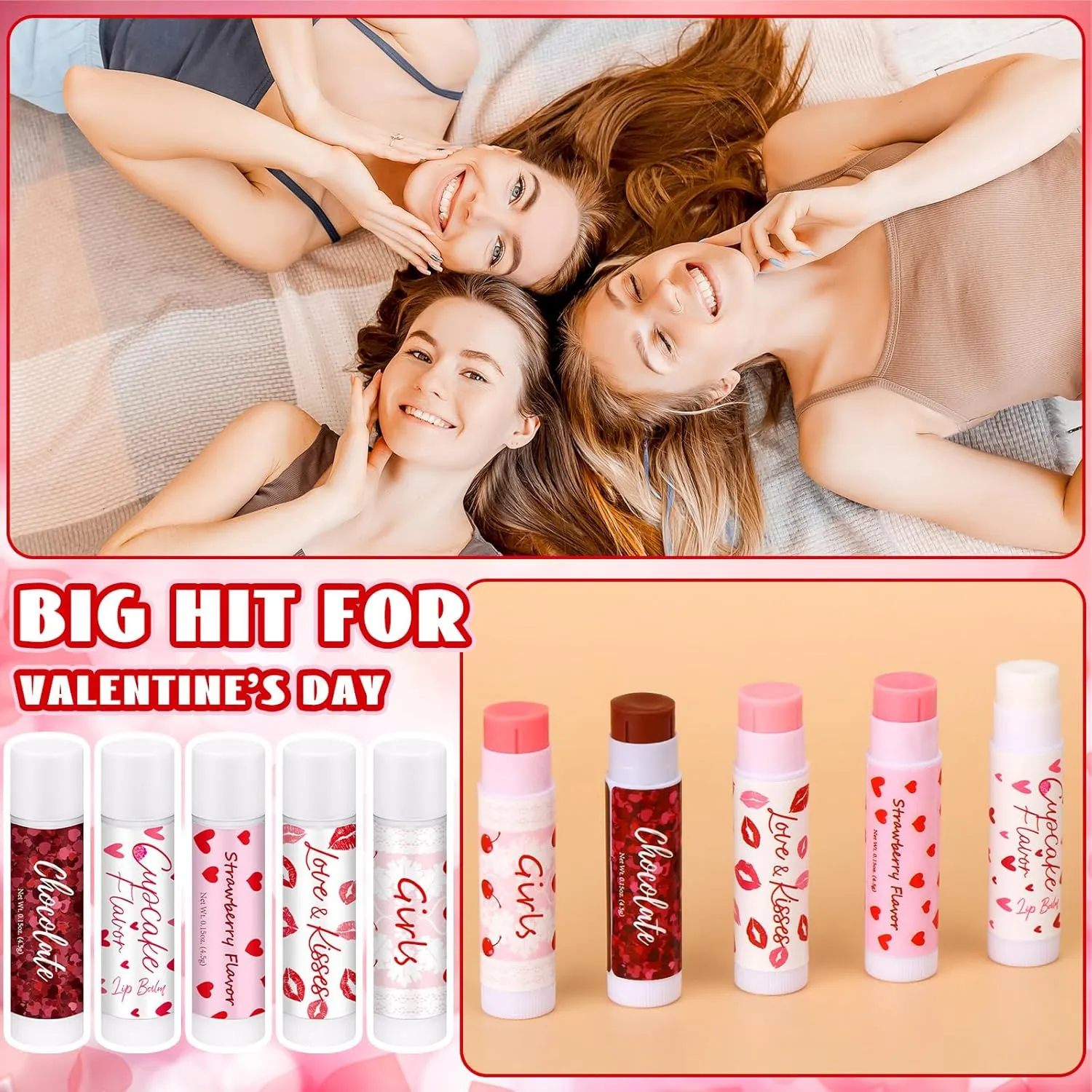 50 Pack Valentine's Galentine's Day Gifts Bulk Lip Balms Valentine's Galentine's Day Party Favors Stuffers You're Like Really Pretty Gifts for Women Her Teachers Staff Coworkers(Pink)