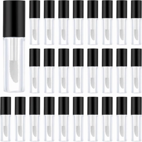 50 Pcs Empty Lip Gloss Containers, Leak-Proof With Black Screw Cap, Soft Brush For Cosmetic Samples