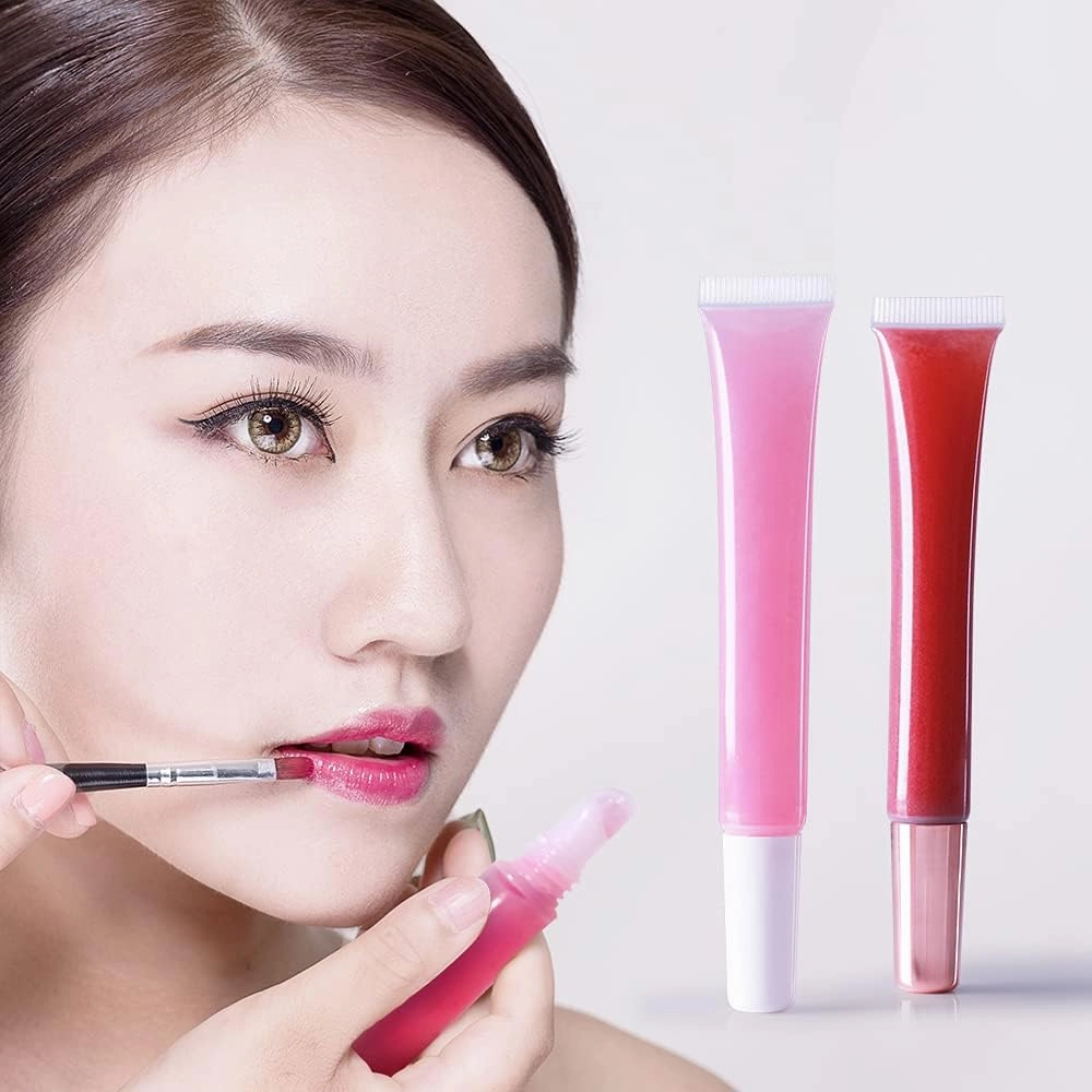 50 PCS Empty long slim 15ml squeeze lip gloss tube lip oil soft tubes with Syringes (black lid)