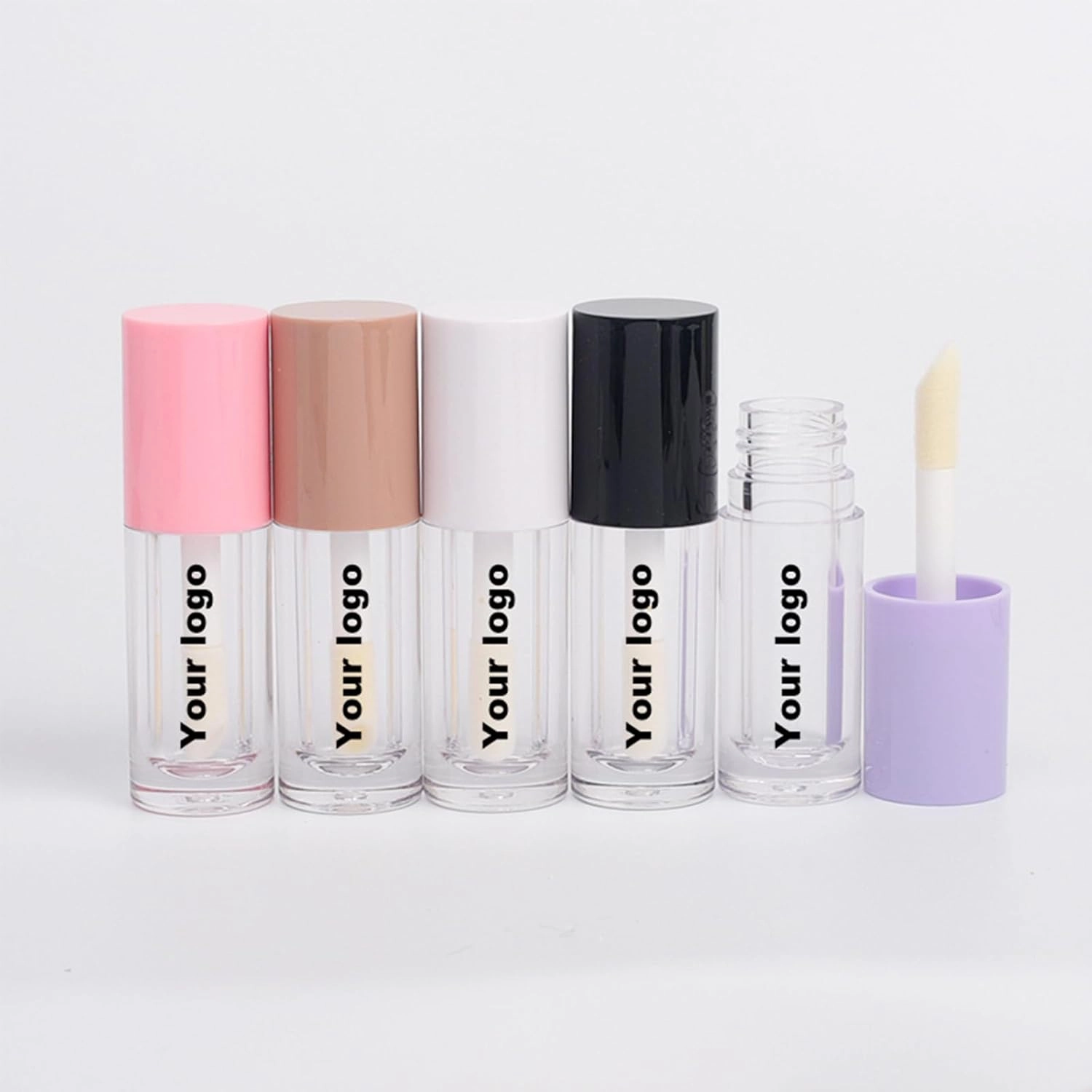 50 pieces of custom logo lip gloss tubes, 6.5ml/0.22oz square large-brush lip gloss tubes, custom logo (brown 50 pieces of custom logos) (yellow, 50 PCS)