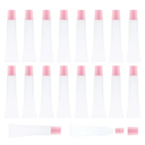 50Pcs 15ml Lip Gloss Squeeze Tubes, Light Pink Lip Gloss Containers Empty, Refillable Soft Clear Tubes for DIY Lipgloss Balm Cosmetic (Light Pink)