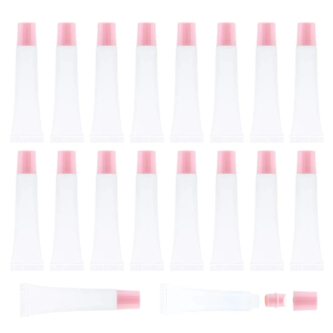 50Pcs 15ml Lip Gloss Squeeze Tubes, Light Pink Lip Gloss Containers Empty, Refillable Soft Clear Tubes for DIY Lipgloss Balm Cosmetic (Light Pink)
