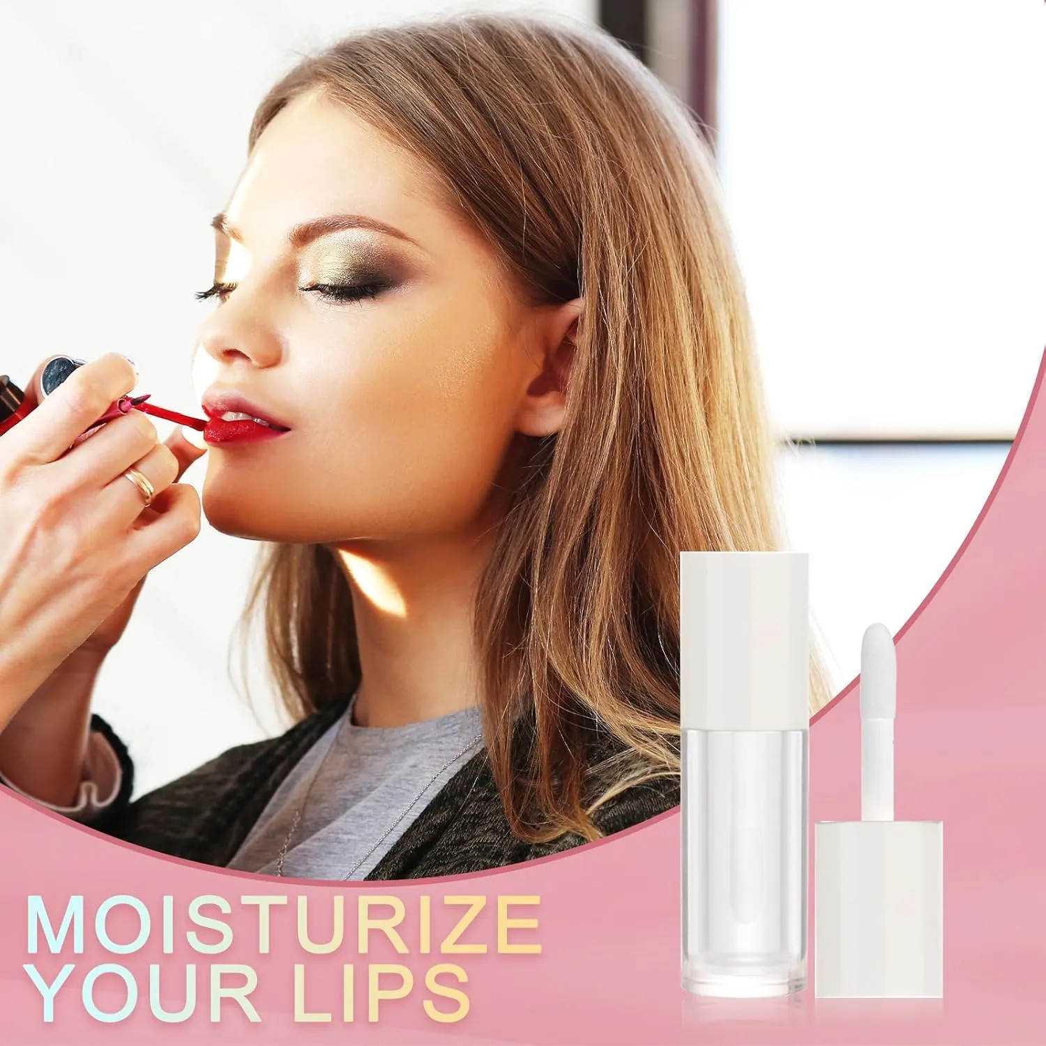 50pcs 2.5ml Empty Lip Gloss Containers Lip Gloss Tubes with Wand Cute 0.08oz Clear Refillable Lipgloss Making Supplies Kit for DIY Makeup   2pcs Syringes (White)