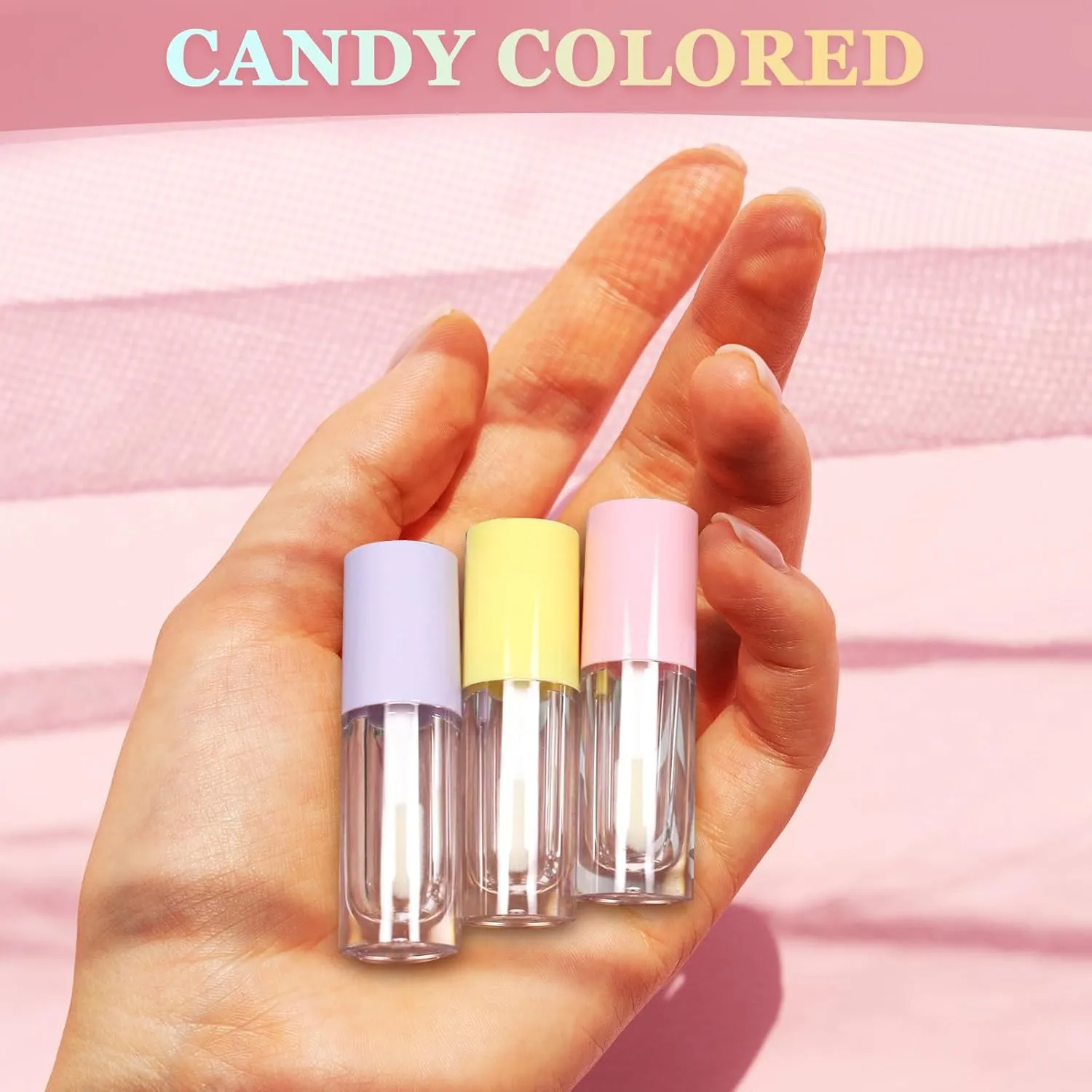 50pcs 2.5ml Empty Lip Gloss Containers Lip Gloss Tubes with Wand Cute 0.08oz Clear Refillable Lipgloss Making Supplies Kit for DIY Makeup   2pcs Syringes (White)