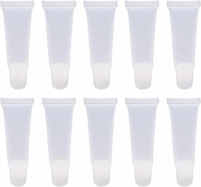 50PCS 10ml Empty Lip Gloss Balm Tubes Lip Gloss Containers Cute Lipgloss Supplies Squeeze Tubes with Bevel Stoppers