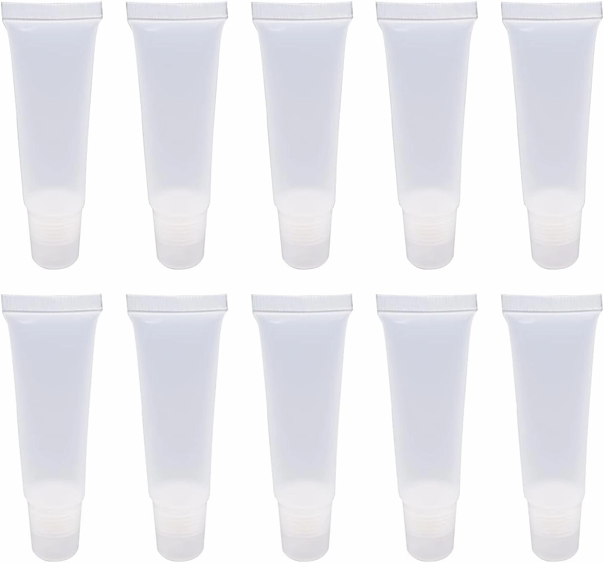 50PCS 10ml Empty Lip Gloss Balm Tubes Lip Gloss Containers Cute Lipgloss Supplies Squeeze Tubes with Bevel Stoppers