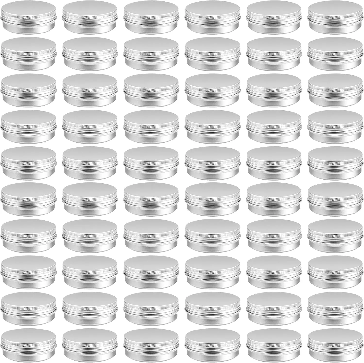60 Pack Aluminum Tin Cans, 2oz Metal Tins with Screw Lid, Aluminum Tin Jars, Round Tin Containers, Empty Metal Storage Tins, Small Tins for Lip Balm Cosmetic Lotion Bars Salve Spices Candles