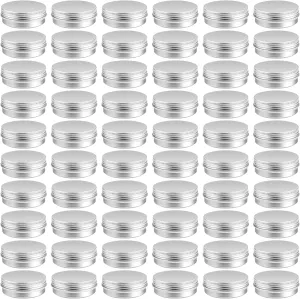 60 Pack Aluminum Tin Cans, 2oz Metal Tins with Screw Lid, Aluminum Tin Jars, Round Tin Containers, Empty Metal Storage Tins, Small Tins for Lip Balm Cosmetic Lotion Bars Salve Spices Candles