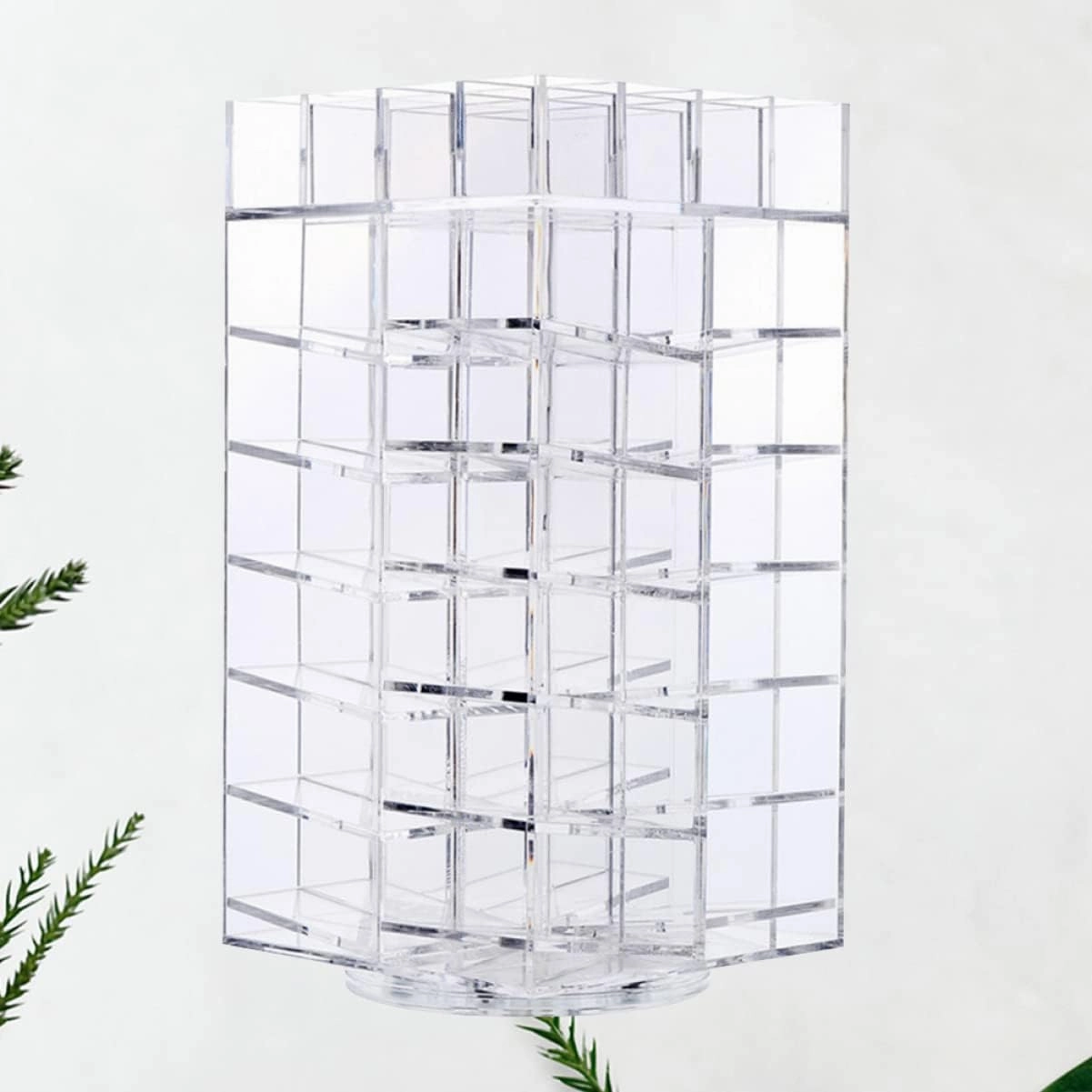 64 Clear Lipglosses Makeup Tower Acrylic Display Risers Clear Lipstick Holder Lip Gloss Clear Brush Holders Display Shelves Lip Organizer to Rotate Detachable Storage Box