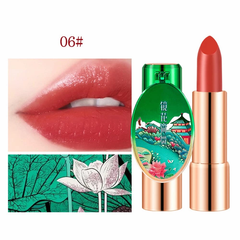 6 Colors Matte Lipstick, Matte Lipstick Long Lasting Waterproof Lip Gloss with Mirror Velvety High Pigmented Lip Stain Kit Girls Women Make Up Gift (06#)