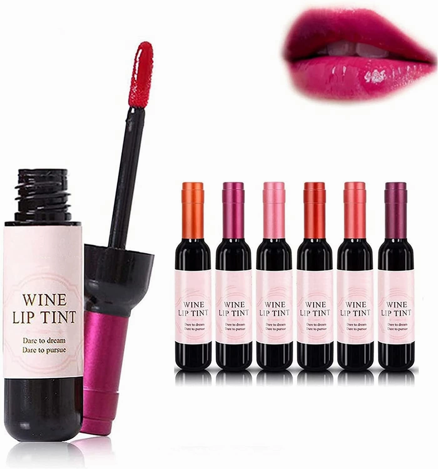 6 Colors/Set Wine Lipstick Matte Long Lasting Waterproof Lip Tint Set Lip Gloss Lip Stain for Women, Girls, Girlfriends, Moms (6 pcs)