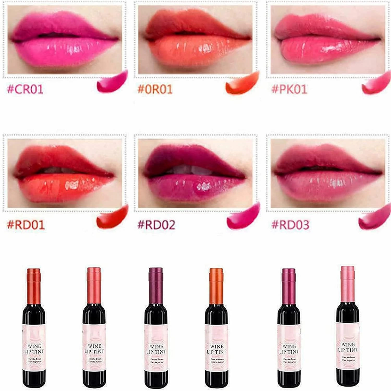 6 Colors/Set Wine Lipstick Matte Long Lasting Waterproof Lip Tint Set Lip Gloss Lip Stain for Women, Girls, Girlfriends, Moms (6 pcs)
