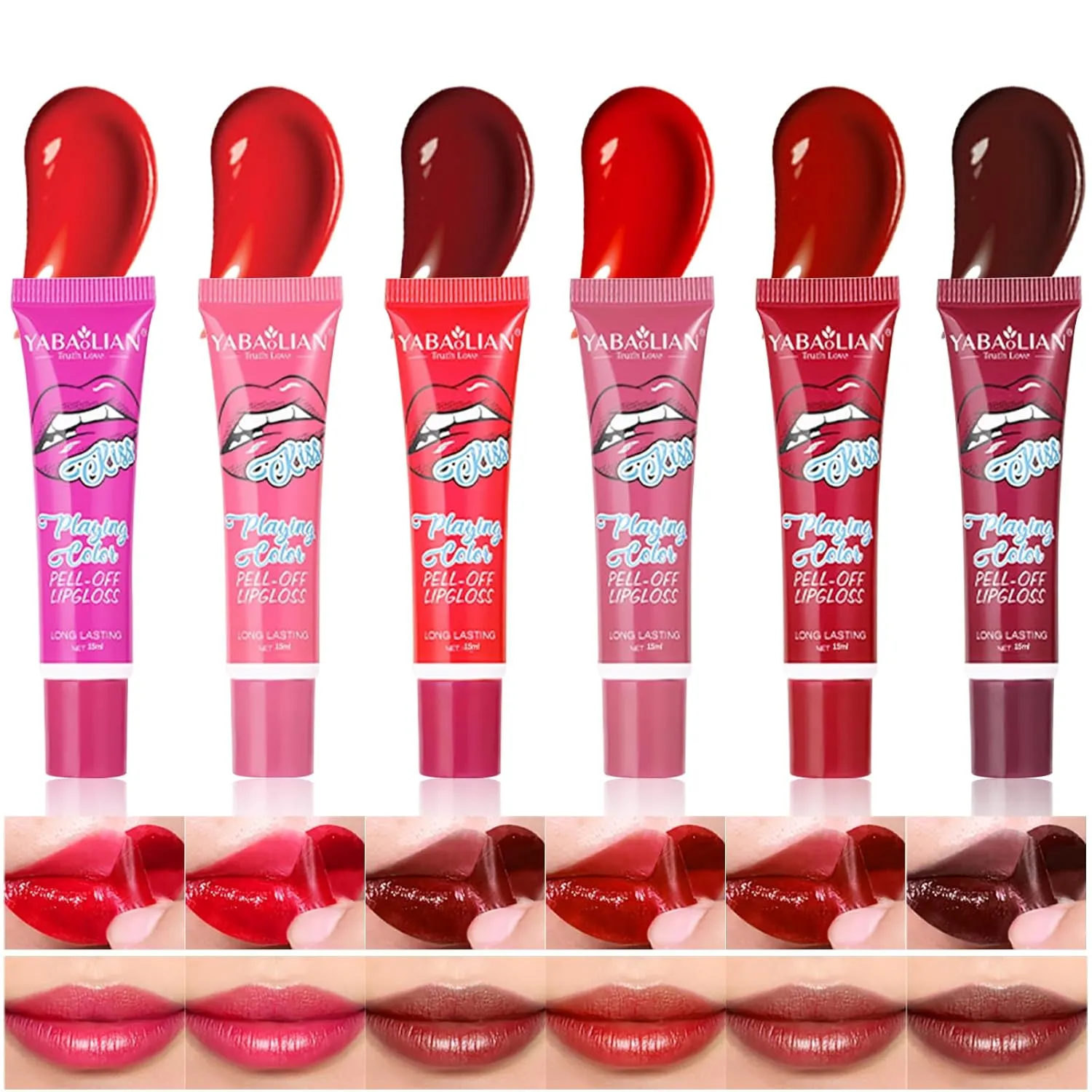 6PC Matte Lip Stain, Peel Off Lip Tint, Lip Tattoo, High Pigmented Tear-off Lip Gloss, Moisturizing Hydrating Liquid Lipsticks Set, No-Sticky Lip Balm Oil, Lip Care for All Skin Tones, 178