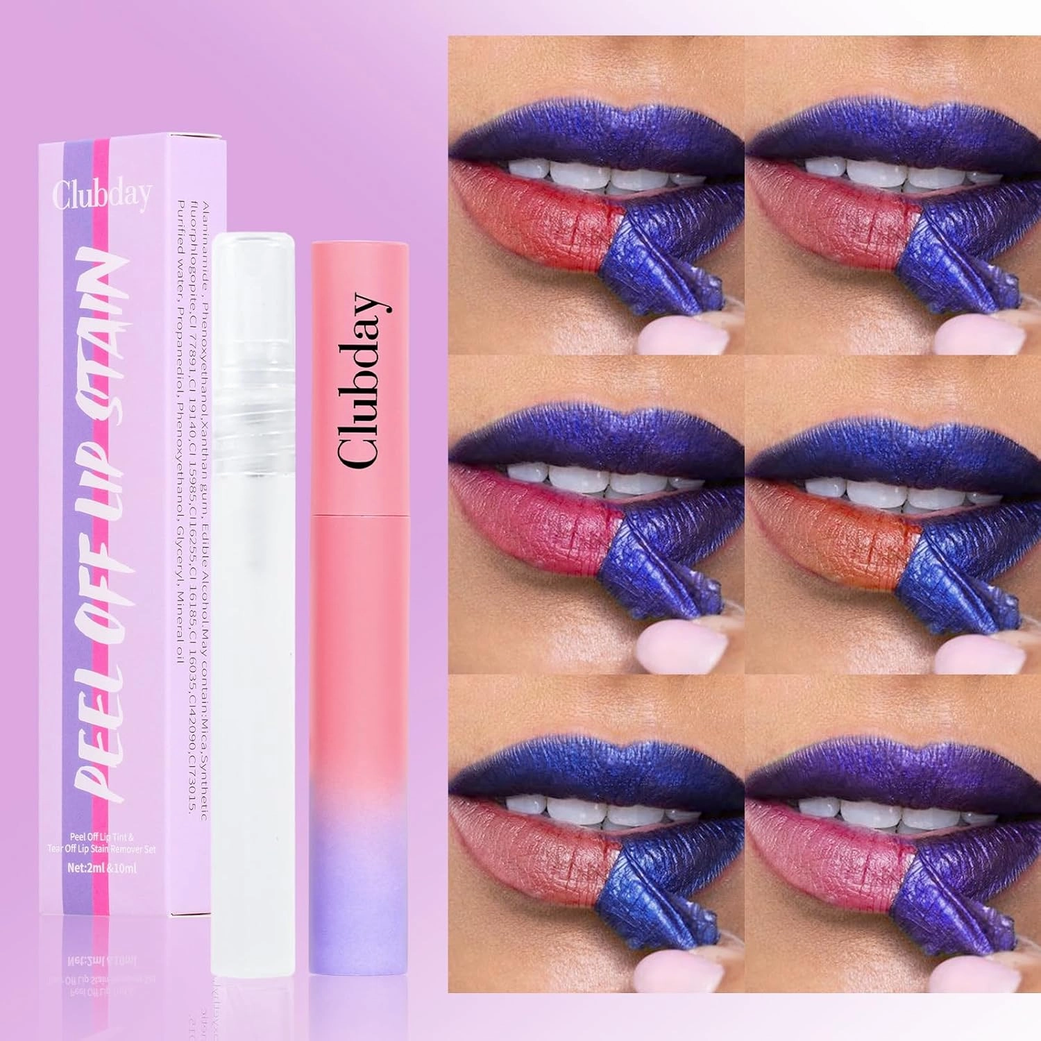 6PC Matte Lip Stain, Peel Off Lip Tint, Lip Tattoo, High Pigmented Tear-off Lip Gloss, Moisturizing Hydrating Liquid Lipsticks Set, No-Sticky Lip Balm Oil, Lip Care for All Skin Tones, 176