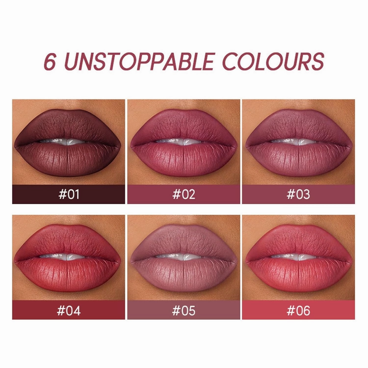 6PC Matte Lipstick Lip Liner Non-stick Cup Long-lasting Waterproof Nude Lipstick Lipstick 6 Colors (Color : S4)