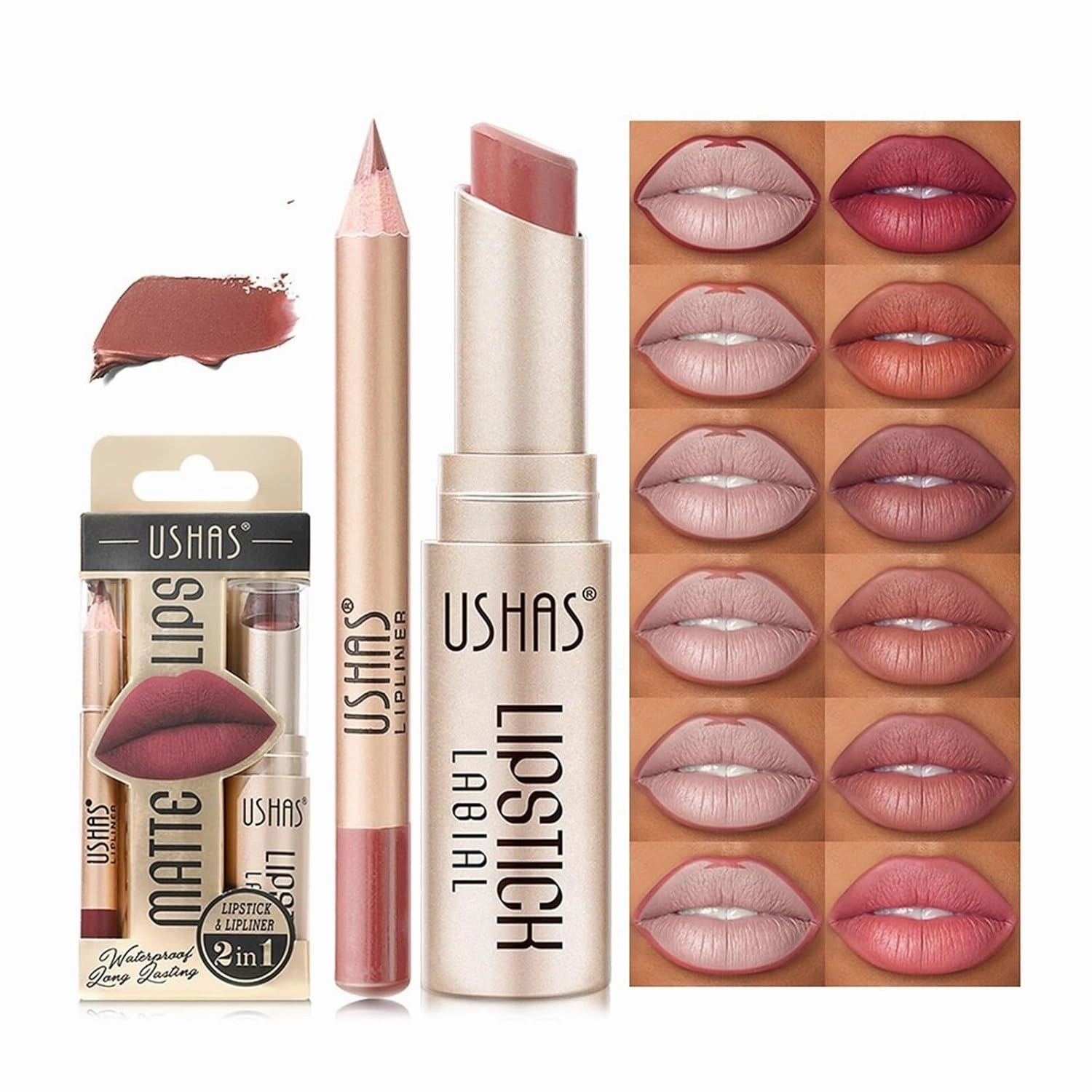 6PC Matte Lipstick Lip Liner Non-stick Cup Long-lasting Waterproof Nude Lipstick Lipstick 6 Colors (Color : S4)