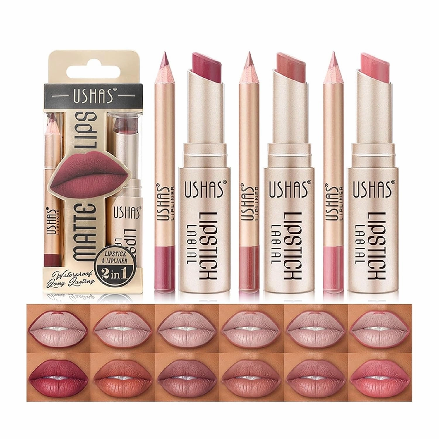 6PC Matte Lipstick Lip Liner Non-stick Cup Long-lasting Waterproof Nude Lipstick Lipstick 6 Colors (Color : S4)