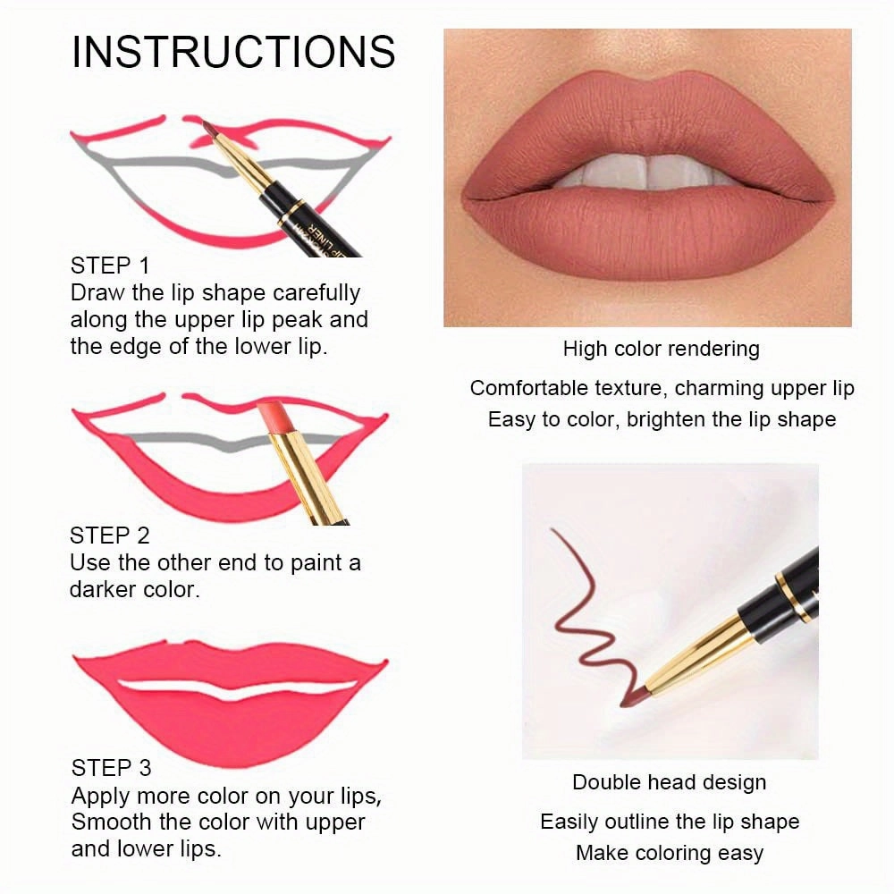 6Pcs Matte Nude Brown Lip Liner and Lipstick Set Kit - Long Lasting Waterproof 24 Hour Lipstick and Lip Liners Combo with Lip Stains for Halloween, Women's Makeup Essentials