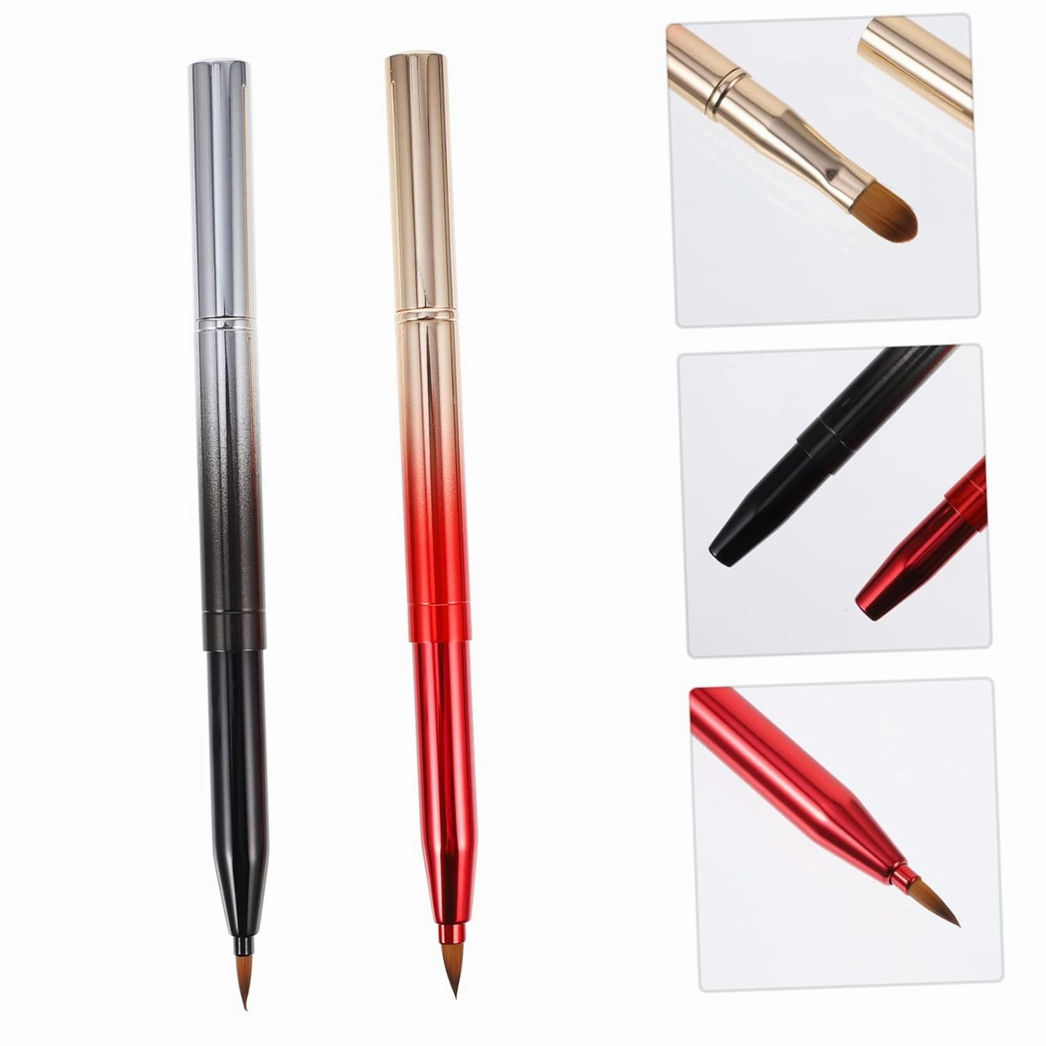 6pcs Retractable Dual Ended Lip Brush Flexible Lipstick Lip Gloss Applicator for Travel Daily Use and Professional Makeup Compact Design for Easy Carrying