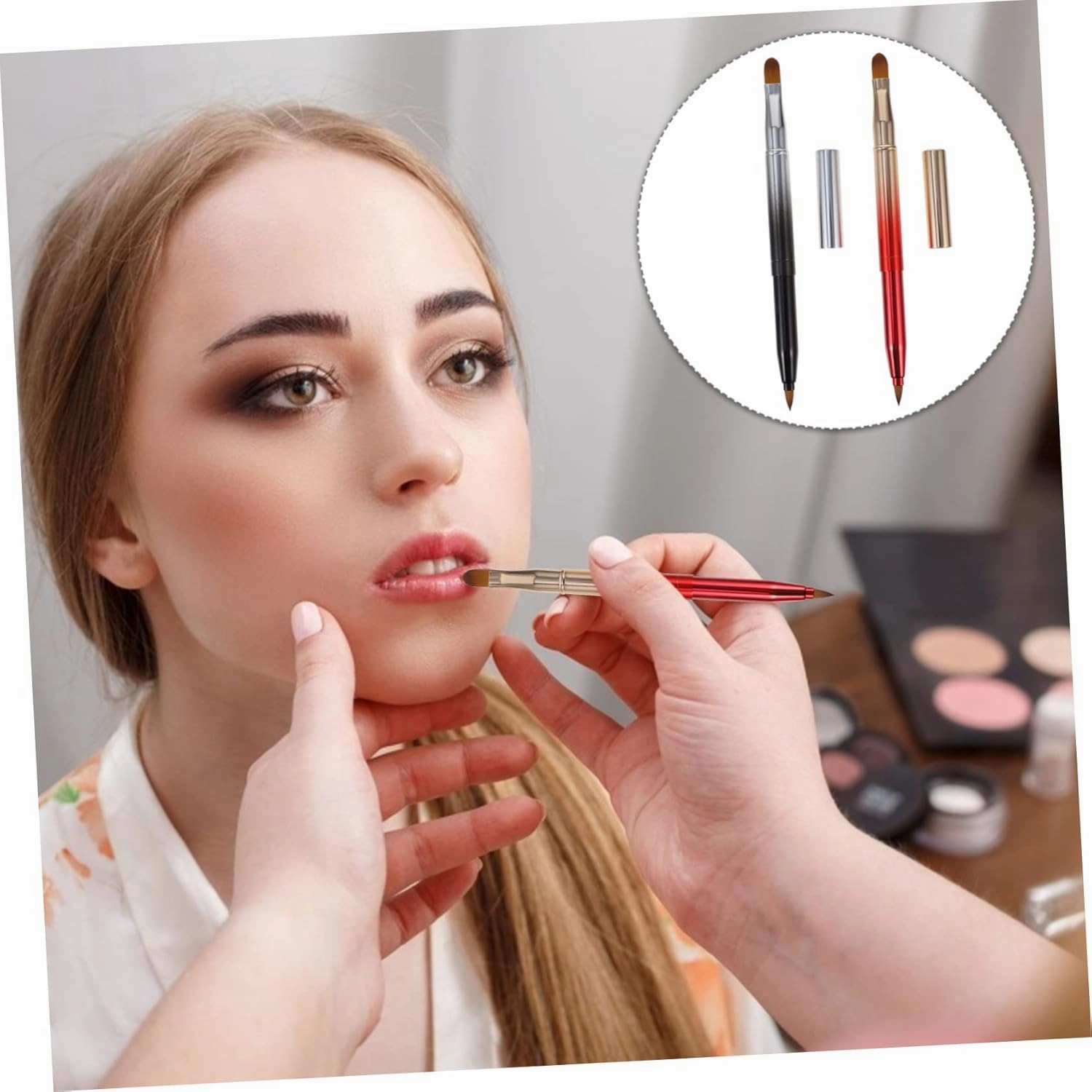 6pcs Retractable Dual Ended Lip Brush Flexible Lipstick Lip Gloss Applicator for Travel Daily Use and Professional Makeup Compact Design for Easy Carrying