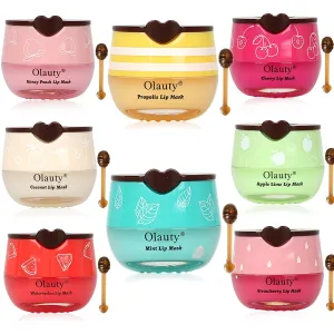 8 PCS Bee Lip Balm Honey Pot, Propolis Moisturizing Lip Balm Sleeping Lip Mask Hydrating Prevention Dry & Cracked Lip Scrubs Exfoliator Lip Care, Lip Mask Overnight Reduces Lip Lines