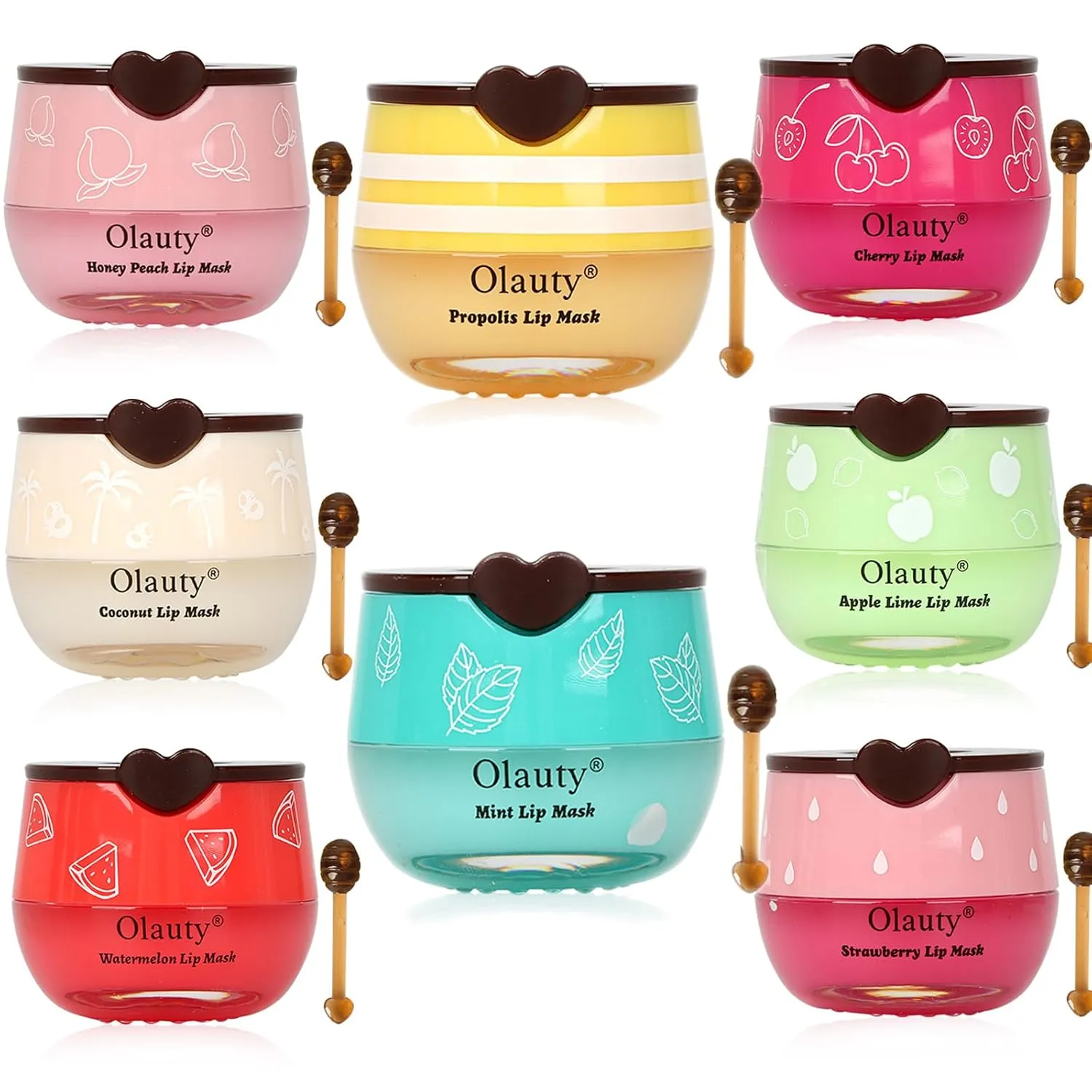 8 PCS Bee Lip Balm Honey Pot, Propolis Moisturizing Lip Balm Sleeping Lip Mask Hydrating Prevention Dry & Cracked Lip Scrubs Exfoliator Lip Care, Lip Mask Overnight Reduces Lip Lines