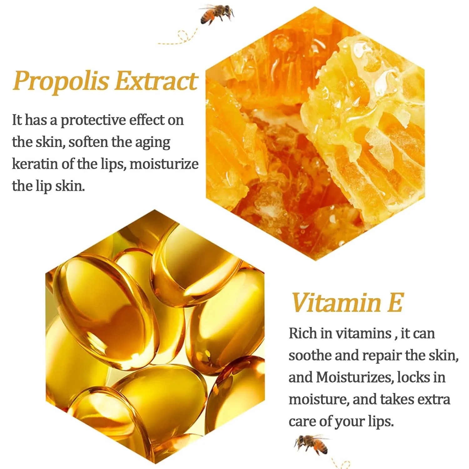 8 PCS Bee Lip Balm Lip Mask Honey Pot, Propolis Lip Mask Overnight Moisturizing Lip Balm with Stick, Sleeping Lip Mask Hydrating Prevention Dry & Cracked,Reduce Lip Lines Lip Scrubs Exfoliato Lip Care