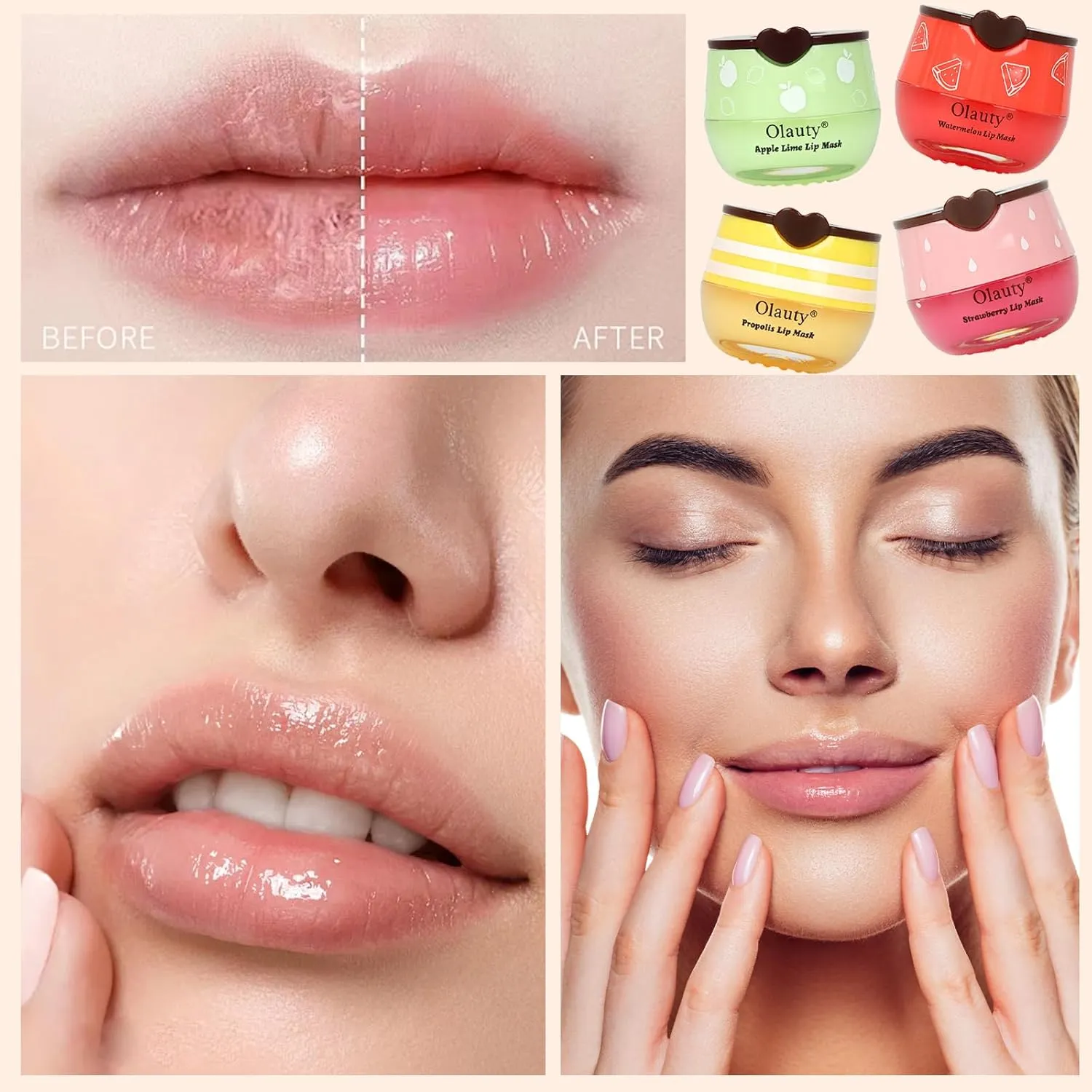 8 PCS Bee Lip Balm Lip Mask Honey Pot, Propolis Lip Mask Overnight Moisturizing Lip Balm with Stick, Sleeping Lip Mask Hydrating Prevention Dry & Cracked,Reduce Lip Lines Lip Scrubs Exfoliato Lip Care