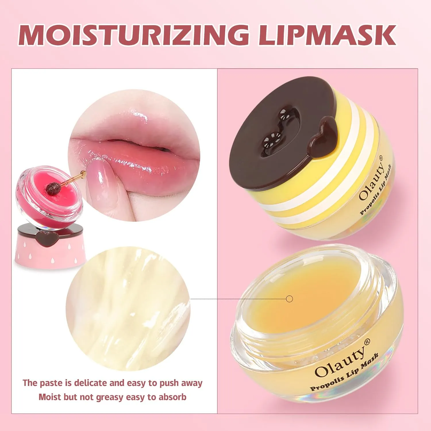 8 PCS Bee Lip Balm Lip Mask Honey Pot, Propolis Lip Mask Overnight Moisturizing Lip Balm with Stick, Sleeping Lip Mask Hydrating Prevention Dry & Cracked,Reduce Lip Lines Lip Scrubs Exfoliato Lip Care