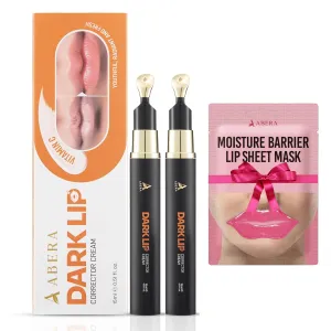 ABERA Dark Lips Corrector Cream, Lip Balm For Lightening & Brightening Dark Lips For Men & Women, Moisturizing Lip Plumper with Shea Butter, Lip Scrub, Fordyce Spot Remover (2 BOXES   GIFT)