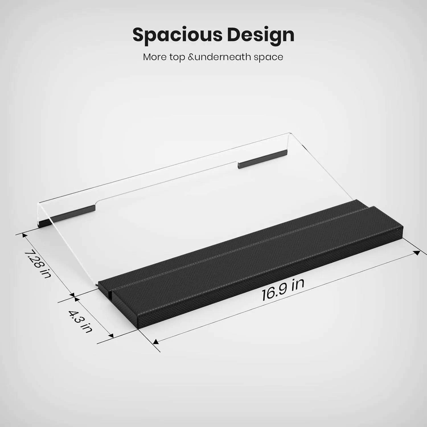 Acrylic Tilted Keyboard Holder - 3-Level Height Adjustment Keyboard Riser with Wrist Rest for Easy Ergonomic Typing & Working, Office & Home
