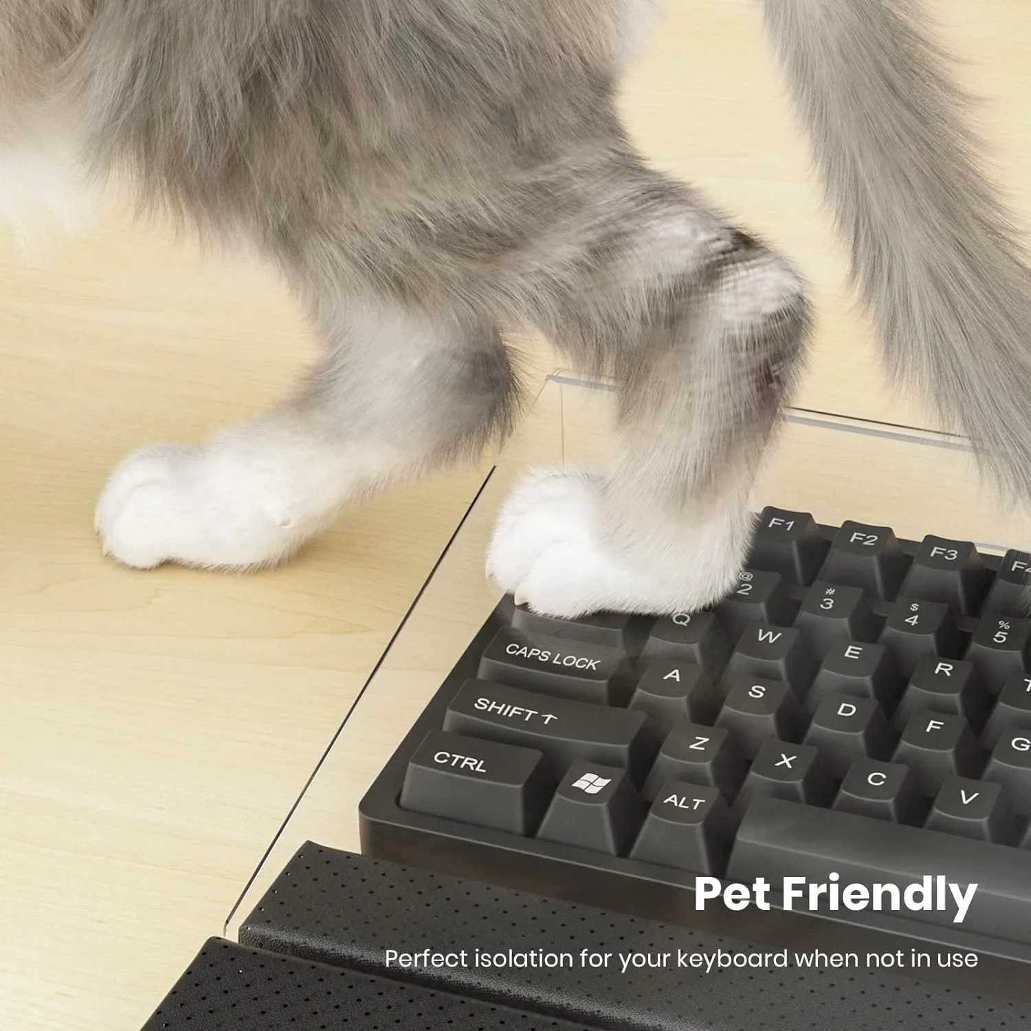 Acrylic Tilted Keyboard Holder - 3-Level Height Adjustment Keyboard Riser with Wrist Rest for Easy Ergonomic Typing & Working, Office & Home