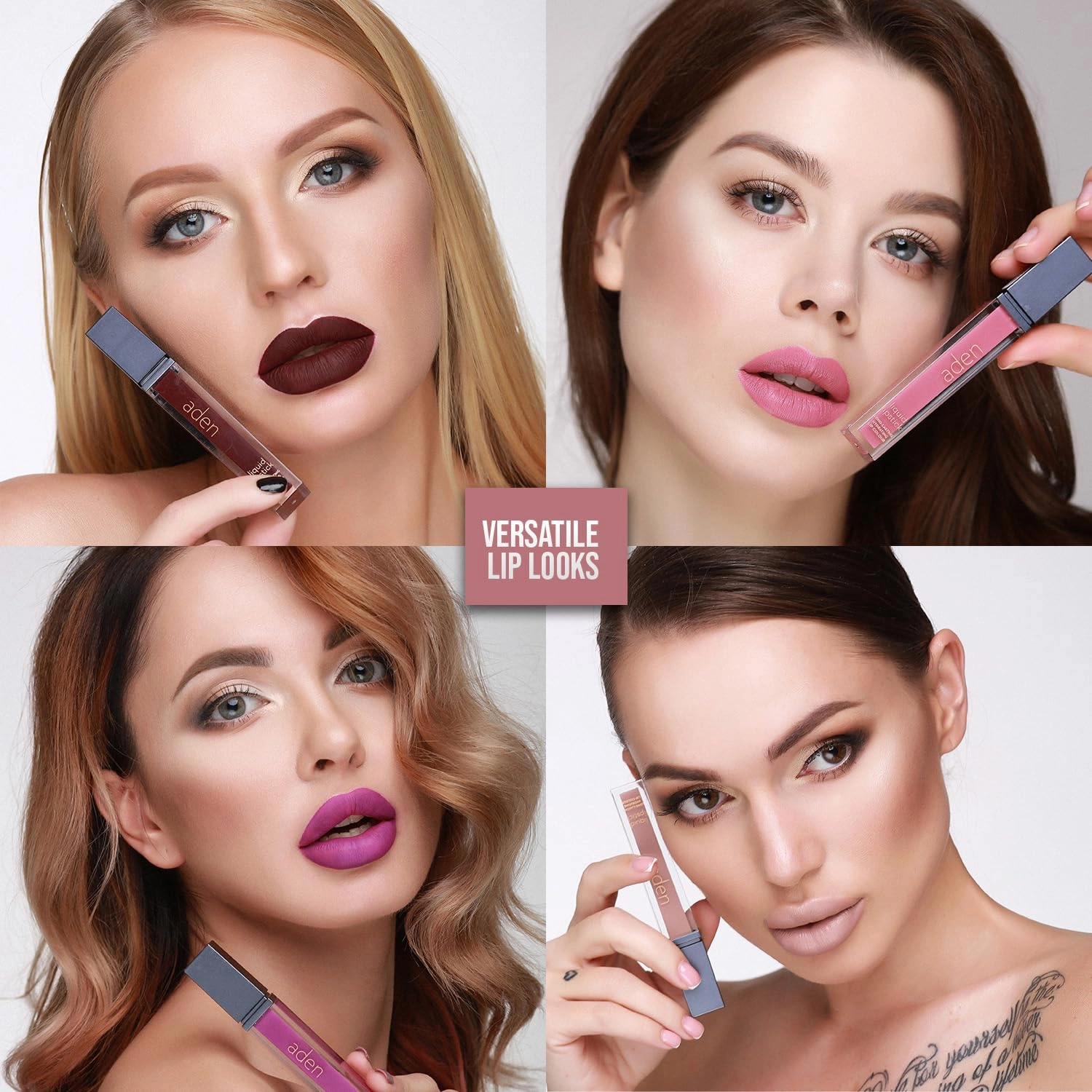 aden - 2 in 1 - Matte Liquid Lipstick & Lip liner Set - 7ML - Non-Smudge & Quick Drying - Highly Pigmented - Long Duration with Hydration - Made in Italy (03 Rosie Brown)