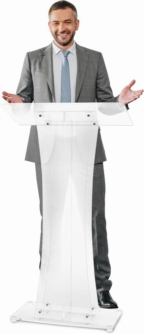AdirOffice Clear Acrylic Podium, Ideal for use as Pulpits for Churches, Podium Stand for Wedding, or as Acrylic Lectern