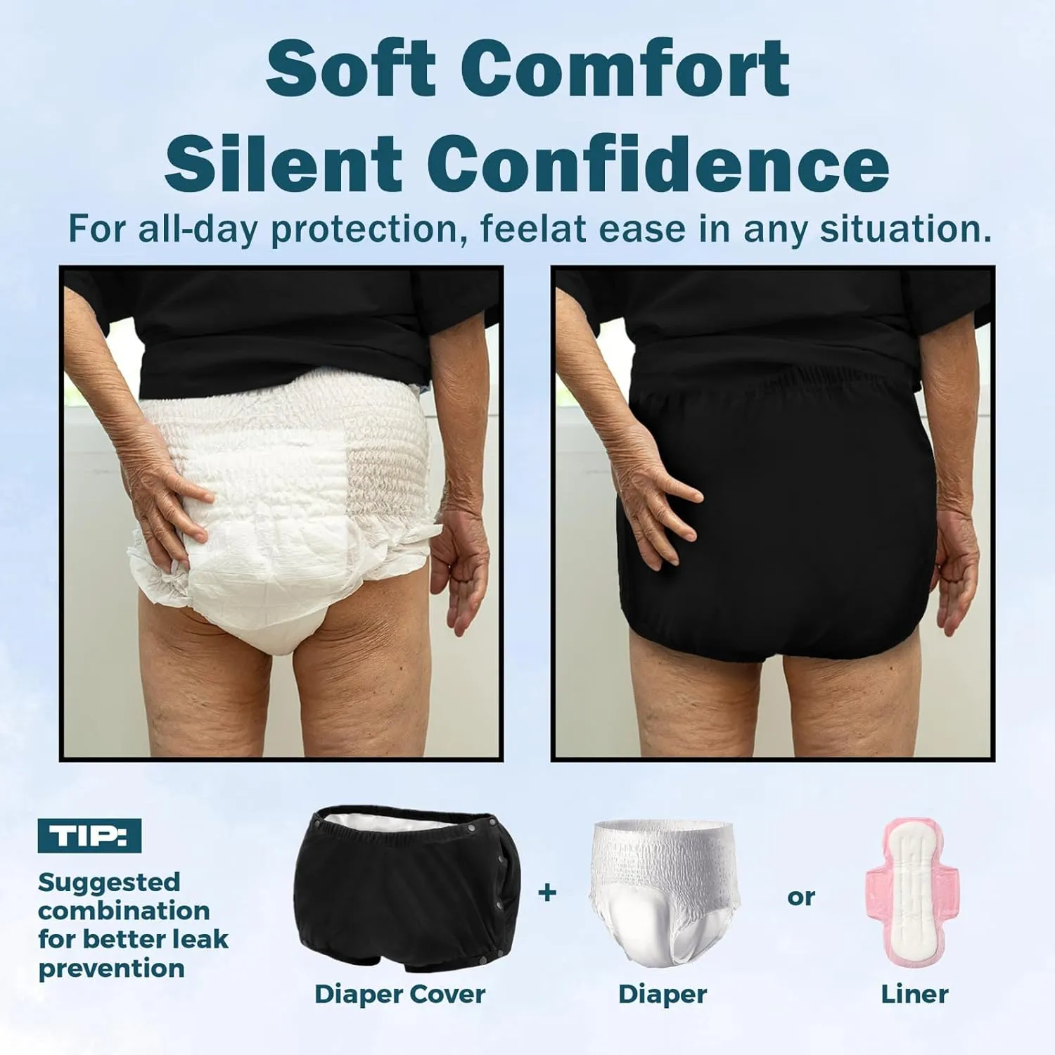 Adult Diaper Covers Waterproof, Reusable Plastic Rubber Pants for Incontinence, Leak Proof Protective Underwear Adjustable (M)