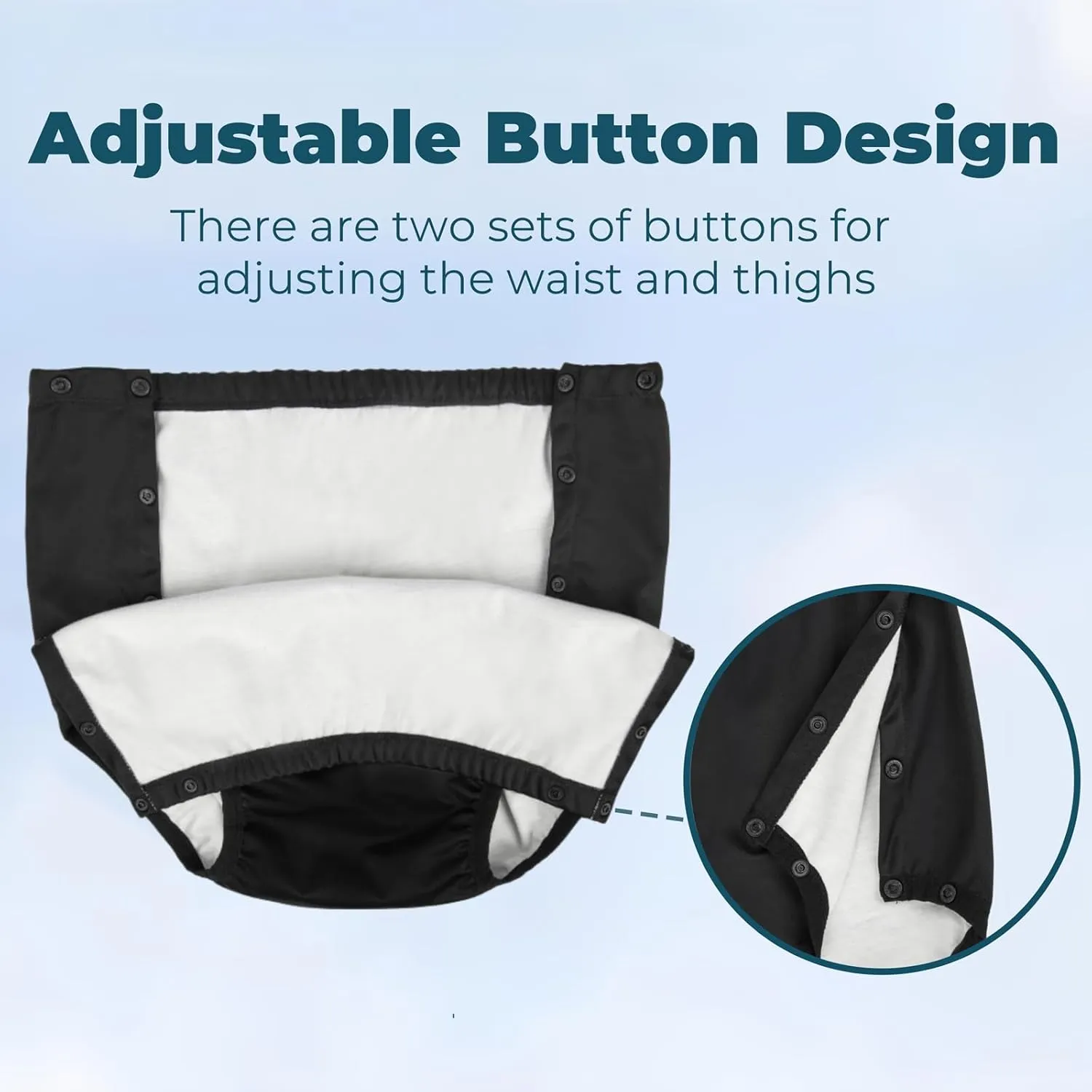 Adult Diaper Covers Waterproof, Reusable Plastic Rubber Pants for Incontinence, Leak Proof Protective Underwear Adjustable (M)