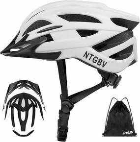 Adult Bike Helmet for Men/Women with Helmet Bag 2 Removable Moisture-Wicking Liners & Visors Lightweight Shockproof Adjustable Design CPSC 1203 & EN 1078 Safety Certified for Road/Commute/MTB