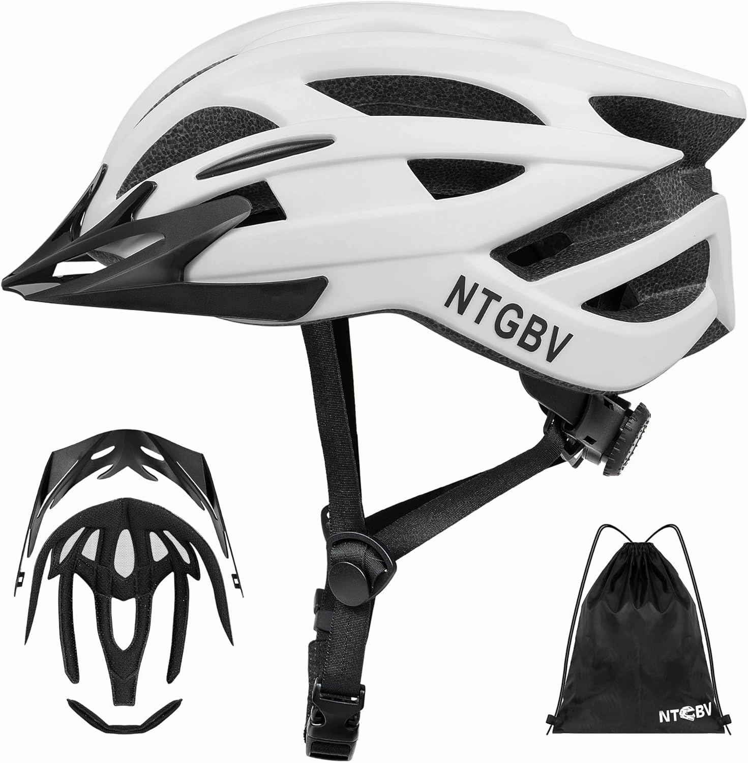 Adult Bike Helmet for Men/Women with Helmet Bag 2 Removable Moisture-Wicking Liners & Visors Lightweight Shockproof Adjustable Design CPSC 1203 & EN 1078 Safety Certified for Road/Commute/MTB