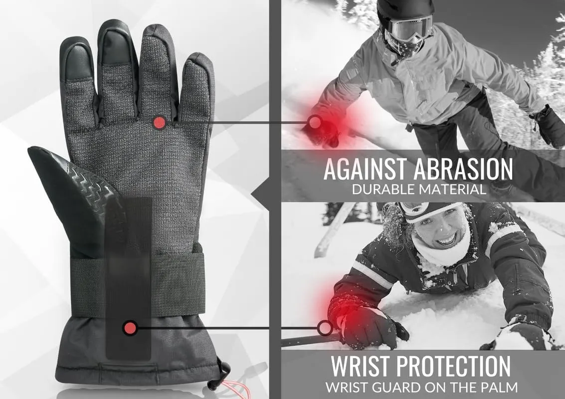 Advanced Snowboarding Gloves with Wrist Guards & Removable Liners, Touchscreen