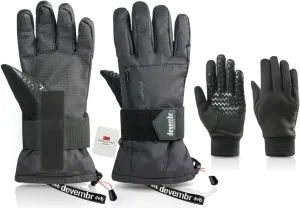 Advanced Snowboarding Gloves with Wrist Guards & Removable Liners, Touchscreen