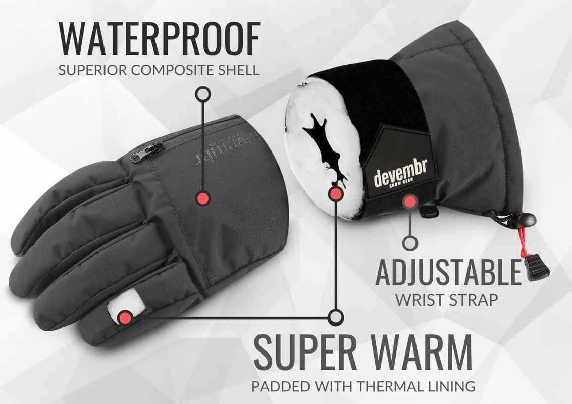 Advanced Snowboarding Gloves with Wrist Guards & Removable Liners, Touchscreen
