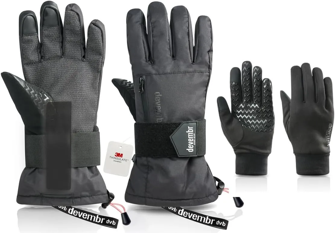 Advanced Snowboarding Gloves with Wrist Guards & Removable Liners, Touchscreen