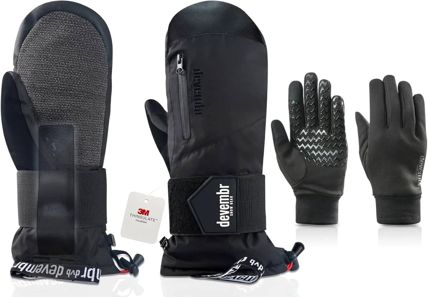 Advanced Snowboarding Mittens with Wrist Guards & Removable Liners