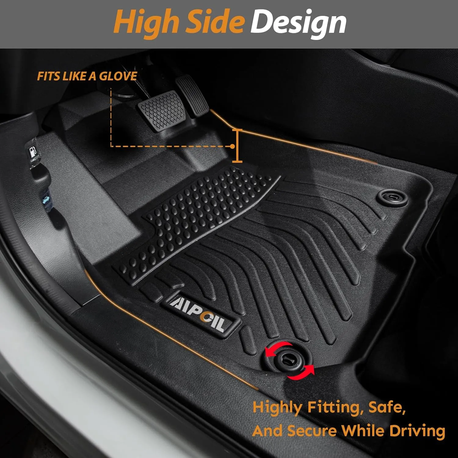 AIPOIL® Floor Mats & Cargo Liner Set for Chevy Blazer 2019-2024 2025 All Weather Protection TPE Anti-Slip Automotive Full Set Custom Chevrolet Blazer Car Mats Accessories - Black