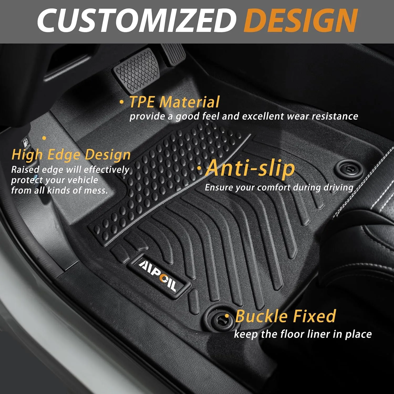 AIPOIL® Floor Mats & Cargo Liner Set for Chevy Blazer 2019-2024 2025 All Weather Protection TPE Anti-Slip Automotive Full Set Custom Chevrolet Blazer Car Mats Accessories - Black