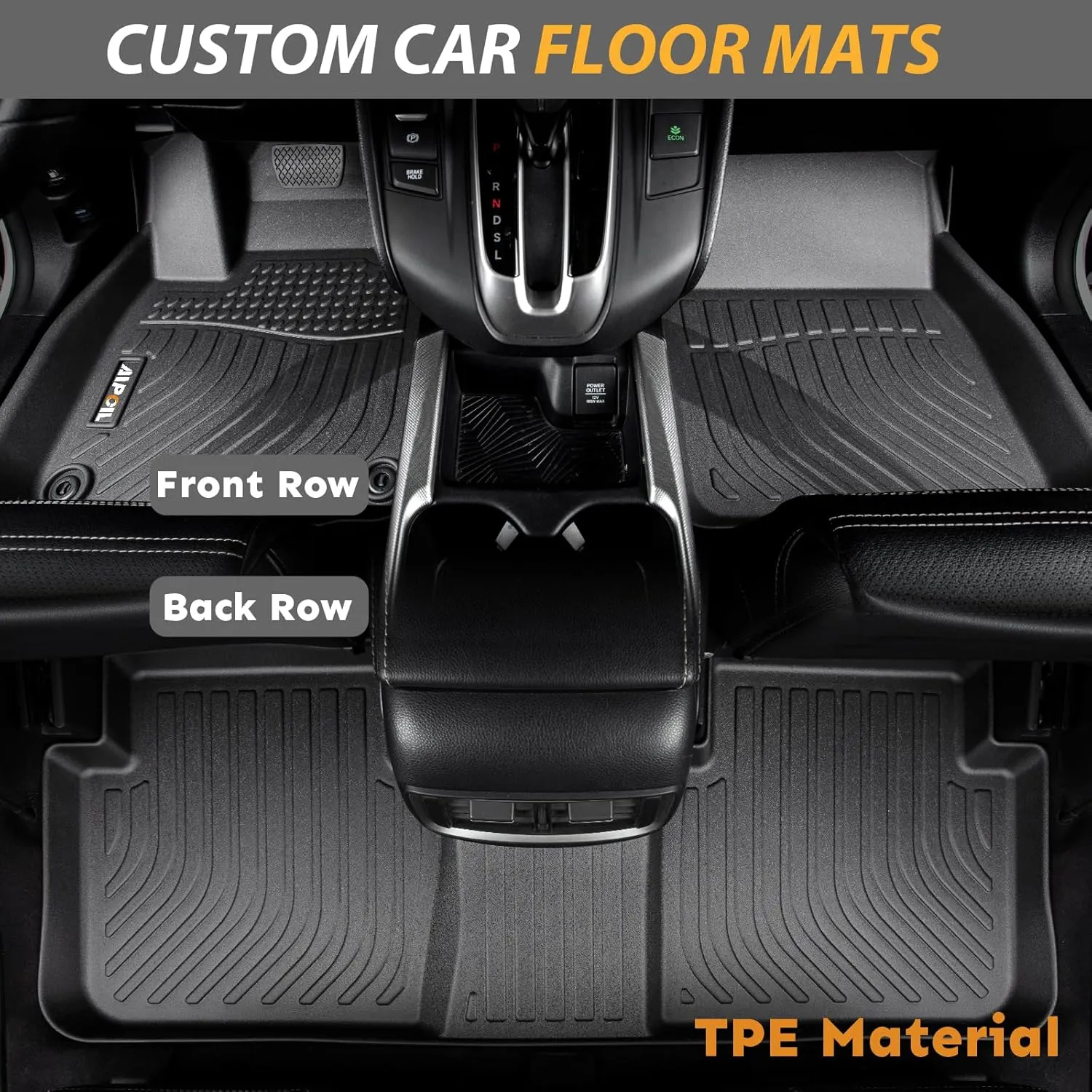 AIPOIL®-Floor Mats Custom for Kia Stinger AWD Models 2018-2024 | Fits 1st & 2nd Row | TPE All Weather Protection Heavy Duty Non-Slip Automotive | Full Set Floor Liners Accessories, Black