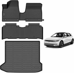 AIPOIL® Floor Mats & Cargo Liner Custom for 2022-2024 Hyundai Ioniq 5 Fixed Center Console All Weather Protection TPE Anti-Slip Car Full Set Floor Liners Custom Accessories - Black