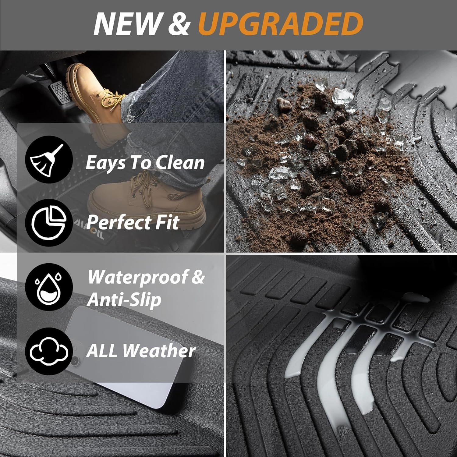 AIPOIL® Floor Mats & Cargo Liner Set for 2025 2026 Chevy Equinox & GMC Terrain All Weather Protection TPE Anti-Slip Automotive Full Set Custom Chevrolet Equinox 2025 Car Mats Accessories - Black